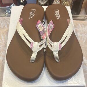 Flojos White and Brown Sandals with Cushioned Sole